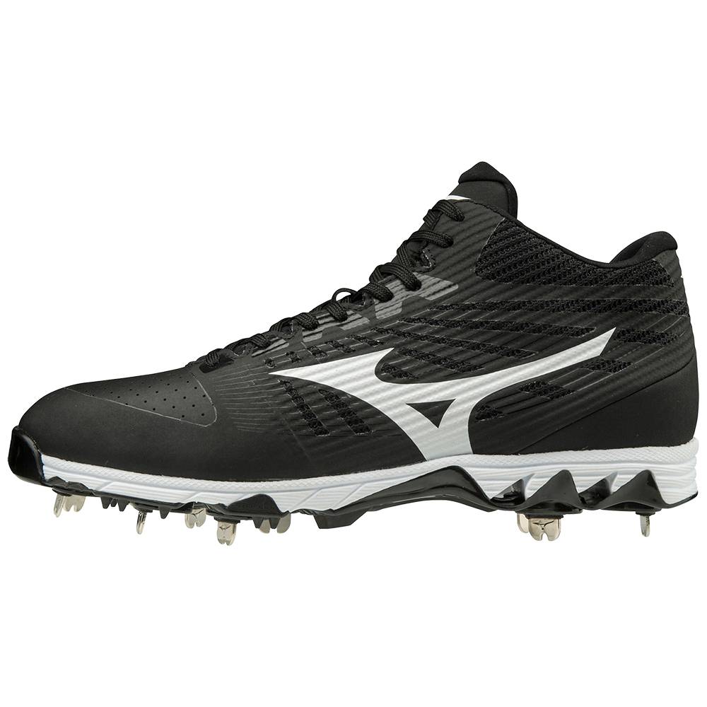 Mizuno 9-Spike Ambition Mid Cut Metal Férfi Stoplis Cipő Fekete/Fehér MLD730162